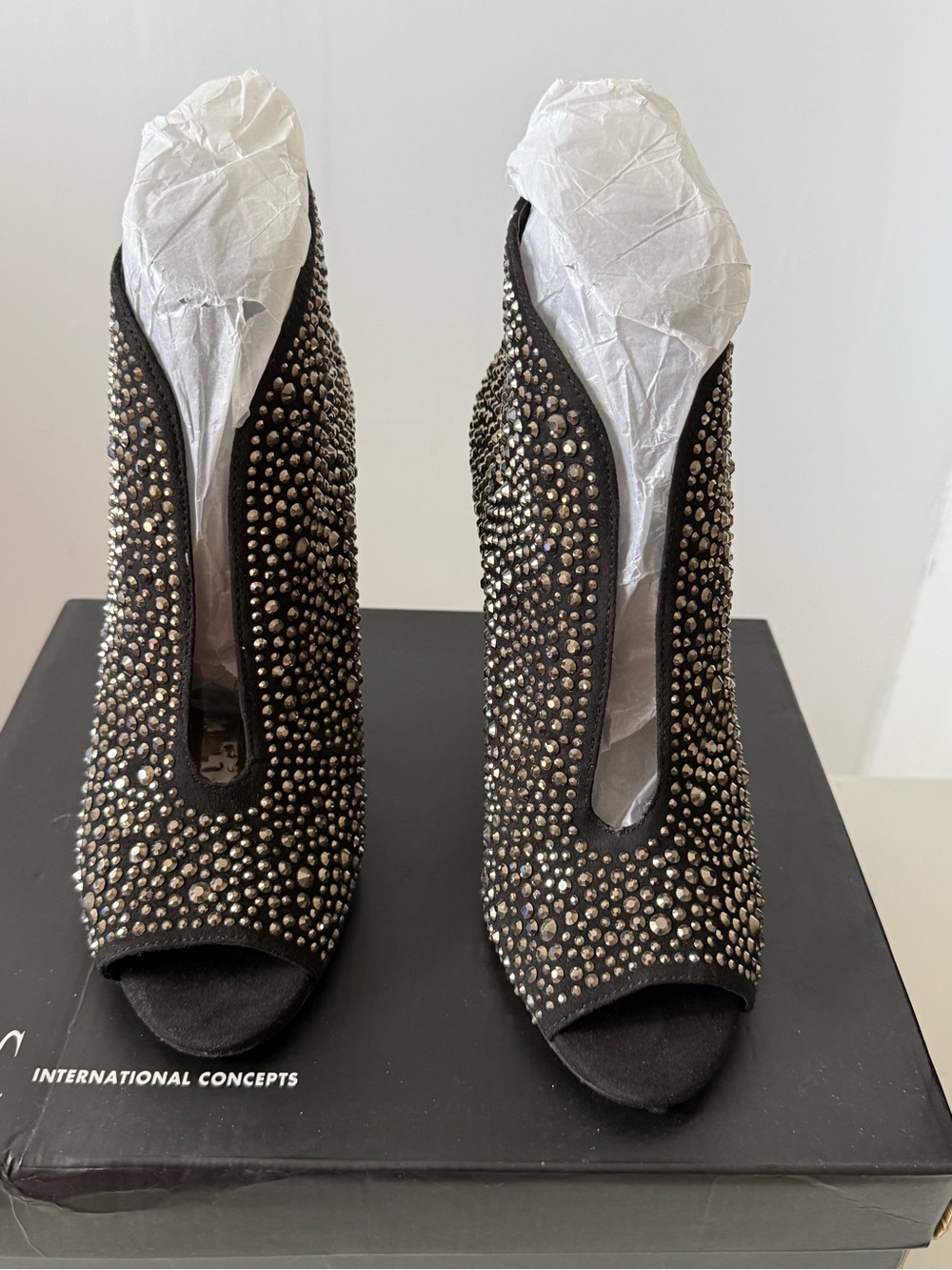 Studded Black Peep-Toe Women's Heels INC International Concepts